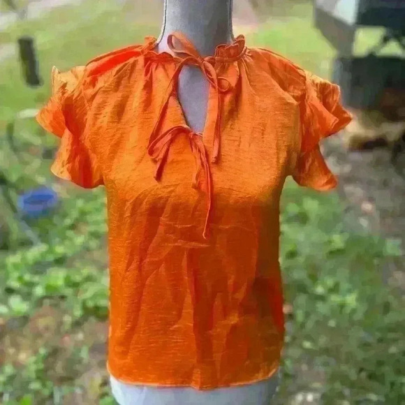 Steve Madden NWT orange blouse shirt top. Flutter cap sleeves. UT VOLS - Picture 1 of 6